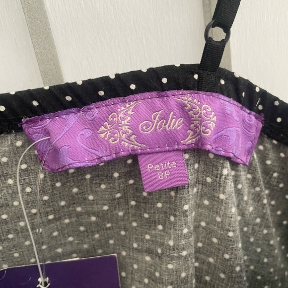 Black Spaghetti Straps "Polkadot Dress" Green Tie - Size 8 - Picture 5 of 10